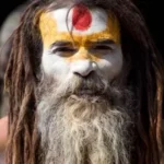 Aghori sadhu covered in ash