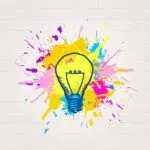 Painted Lightbulb – Creativity and Imagination Concept – Abstrac
