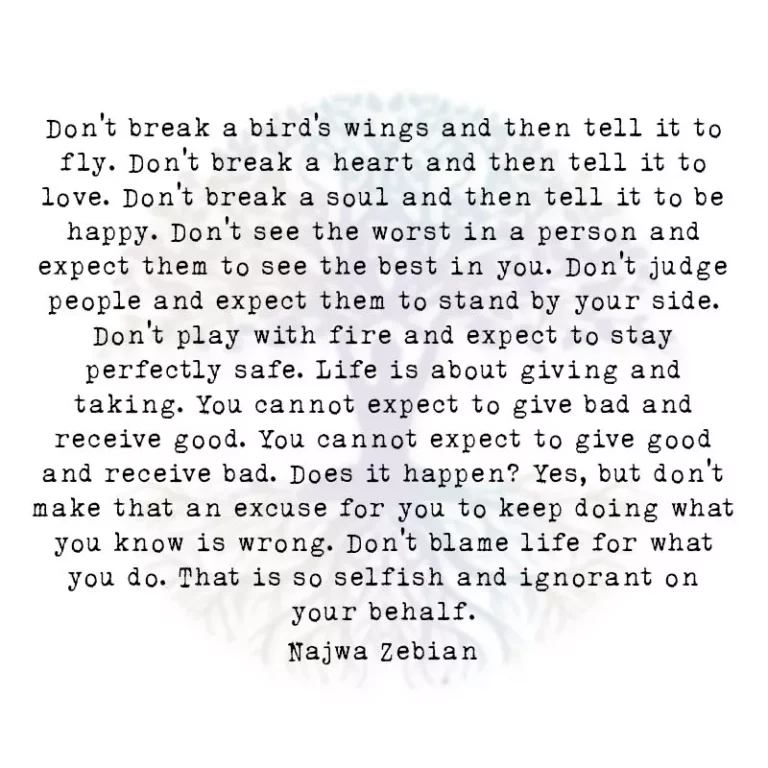 Don’t Break a Bird’s Wings and Then Tell it to Fly.