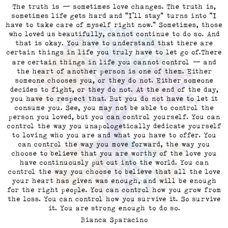 The Truth is — Sometimes Love Changes