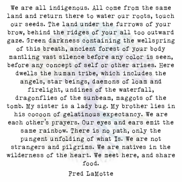 We are All Indigenous. All Come from the Same Land and Return There